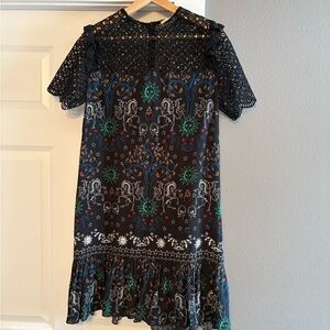 Sandro Zodiac Celestial Embroidered Lace Mini Dress-Size 38/M